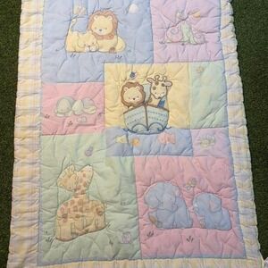 Vintage‎ Circo Baby Patchwork Pastel Animals Crib Comforter Blanket Reversible